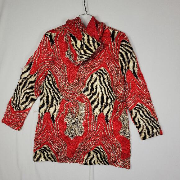 Vtg ABC Collection Womens M L Animal Print Art To Wear Reversible Jacket Hooded - Picture 10 of 13